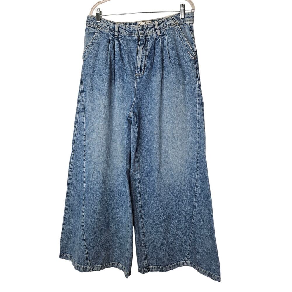 NEW Free People 30 Equinox Denim Trouser Super Wide Leg Grunge Boho Cotton - Picture 3 of 7